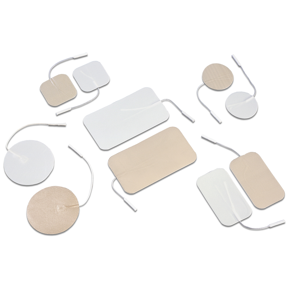 Dura-Stick Pigtail Electrode - White - 2 x 2 in. - Pack of 4 - High Adhesion