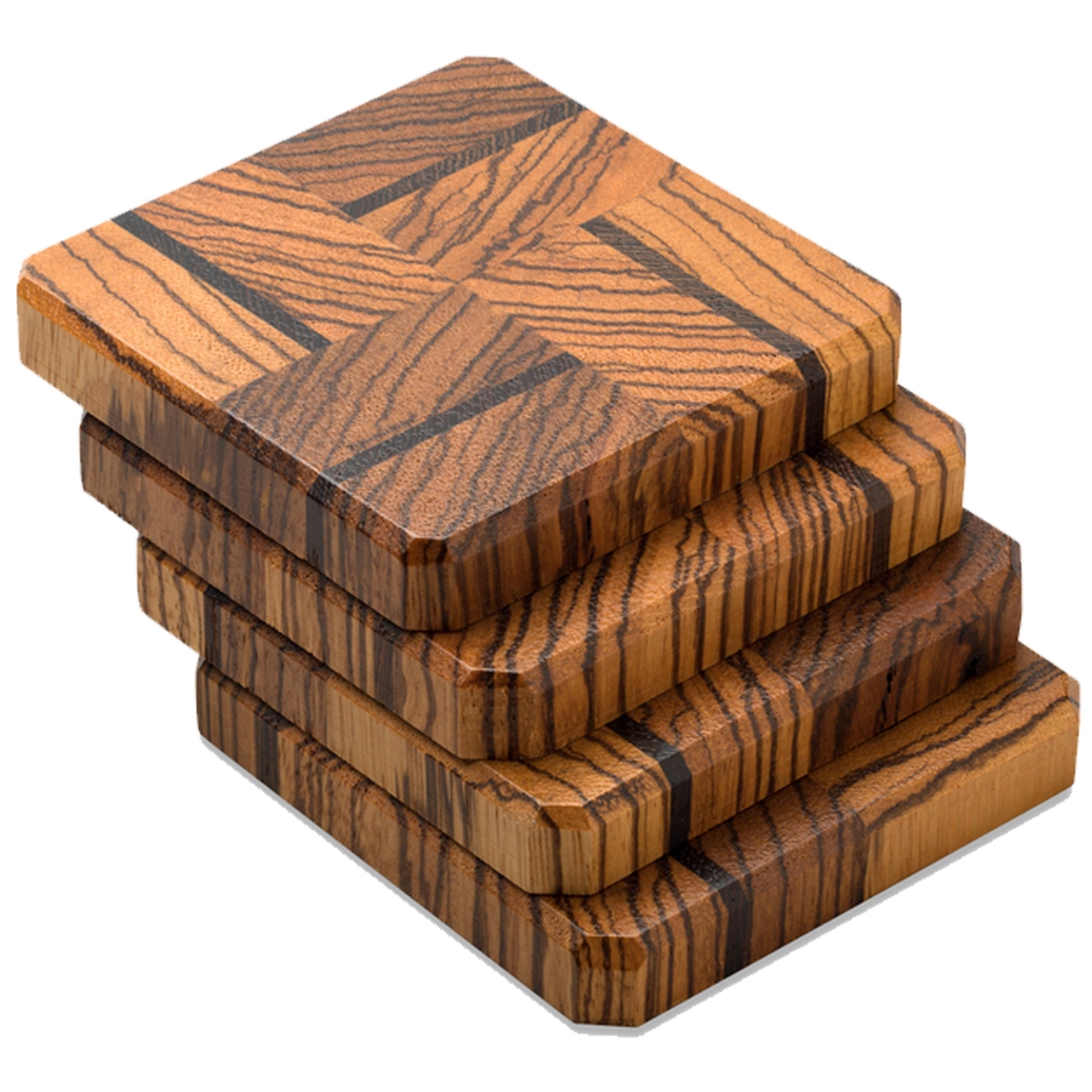 Picture of A & E Millwork AEM-5017 Tiger & Wenge Wood Coasters End Grain - Set of 4