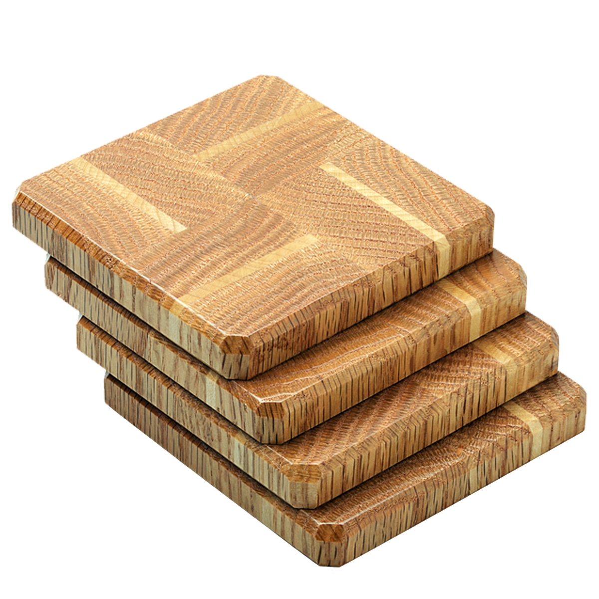 Picture of A & E Millwork AEM-5019 Oak & Maple Wood Coasters End Grain - Set of 4