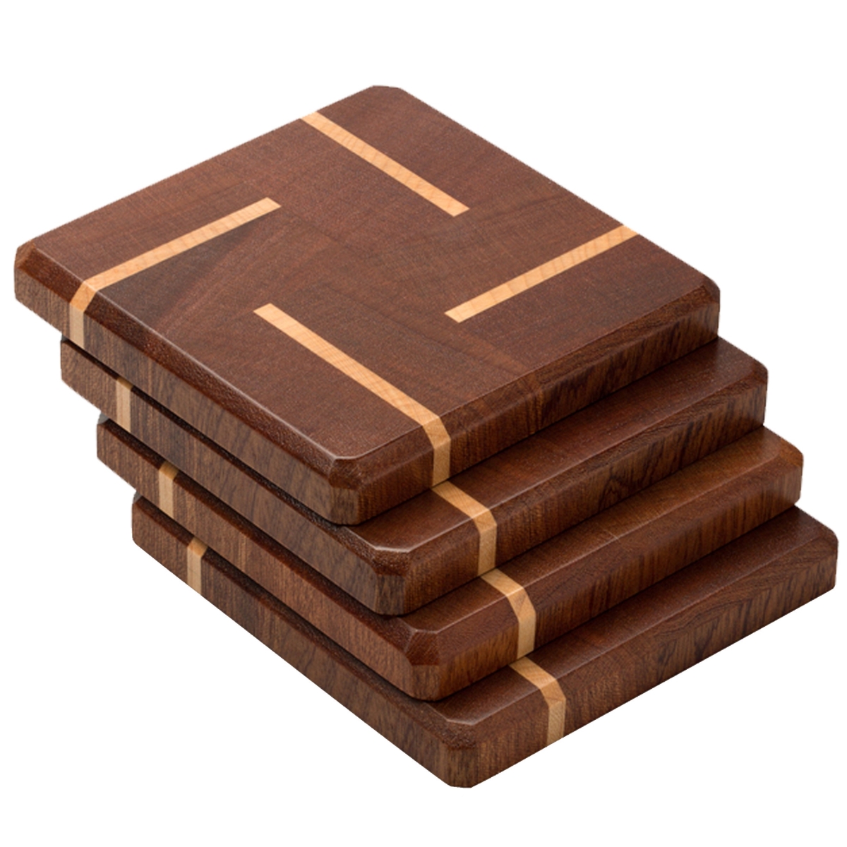 Picture of A & E Millwork AEM-5021 Mahogany & Maple Wood Coasters End Grain - Set of 4