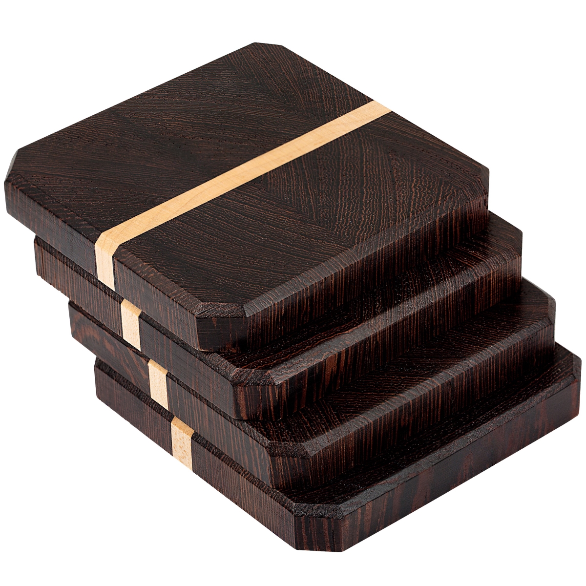Picture of A & E Millwork AEM-5007 Wenge & Maple Wood Coasters End Grain - Set of 4
