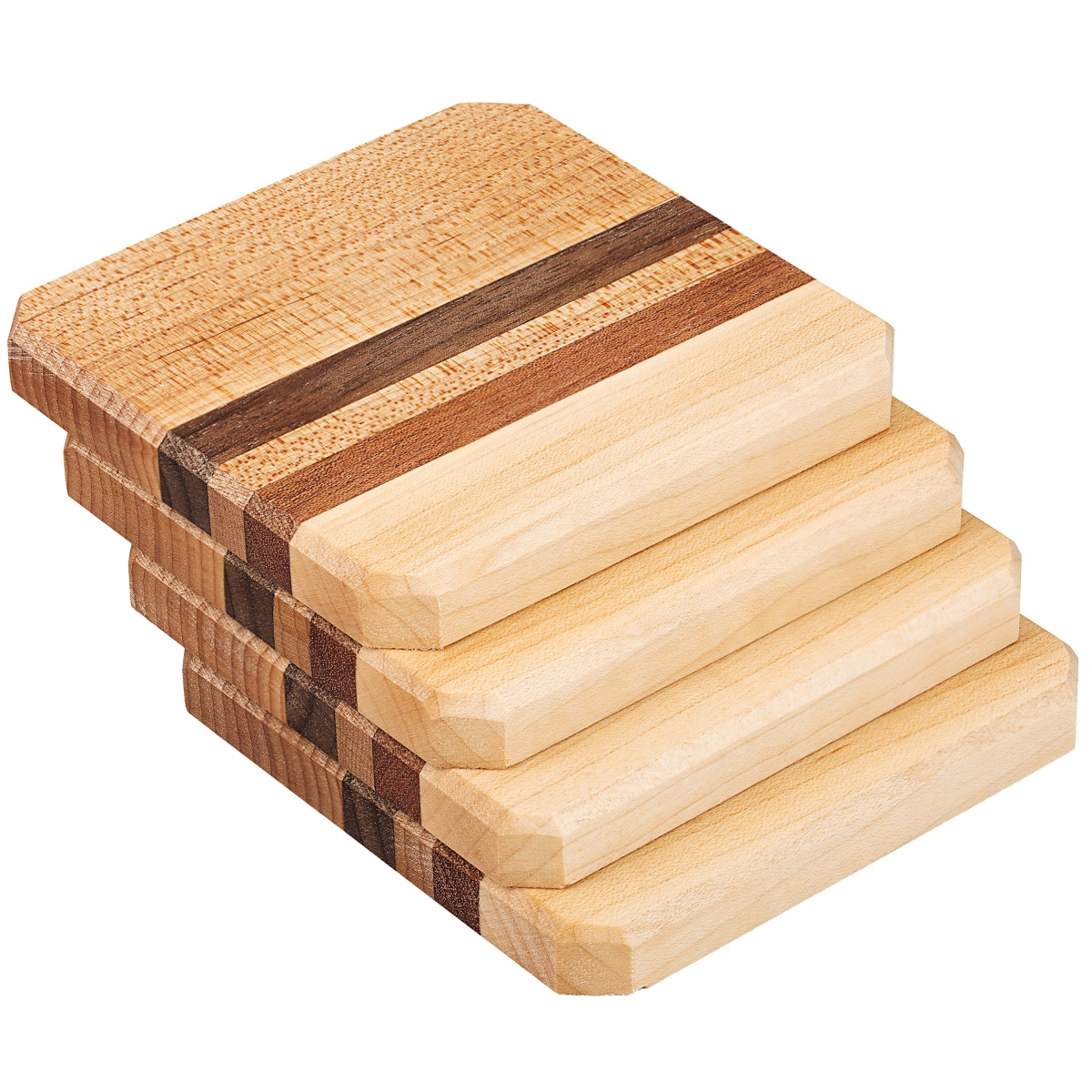 Picture of A & E Millwork AEM-5009 Maple&#44; Walnut & Mahogany Wood Coasters End Grain - Set of 4