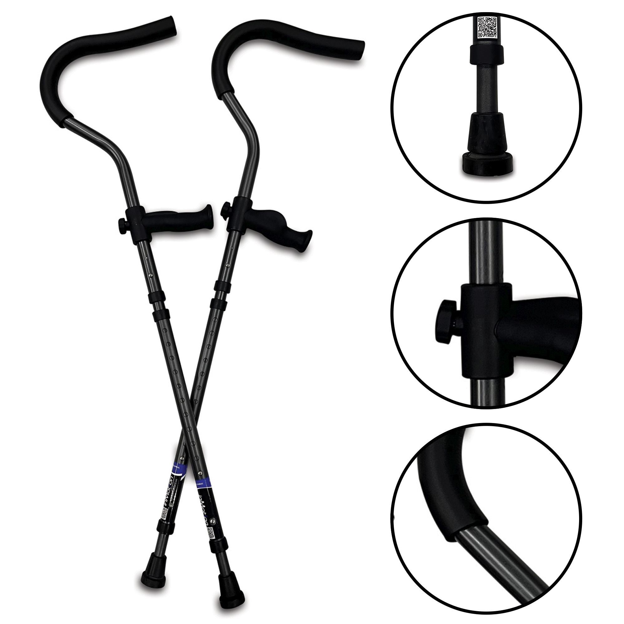 Picture of Millennial Medical In- Motion 6000C 4 ft. 8 in. - 5 ft. 9 in. Pro Ergonomic Foldable Crutches  Charcoal Gray - Short