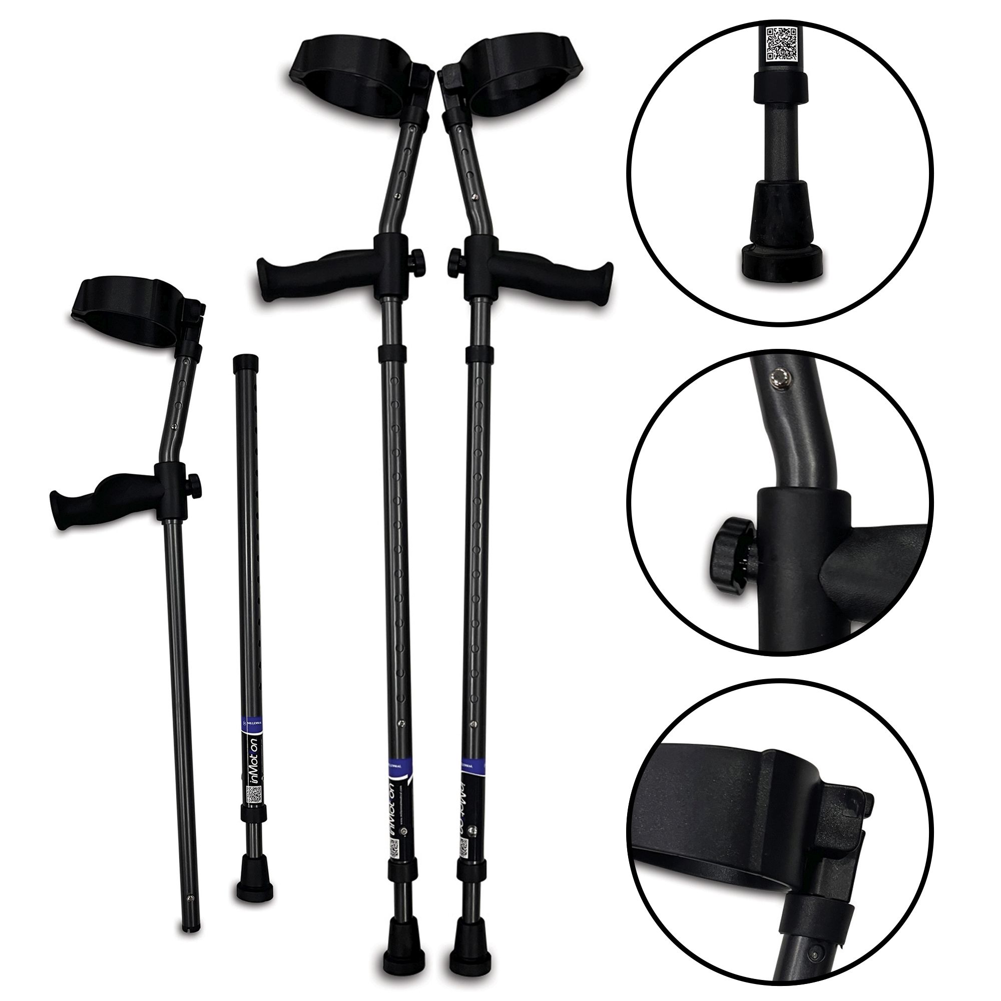 Picture of In-Motion 7000C 4 ft. 2 in. - 5 ft. 5 in. Pro Forearm Crutch Set&#44; Charcoal Gray - Short