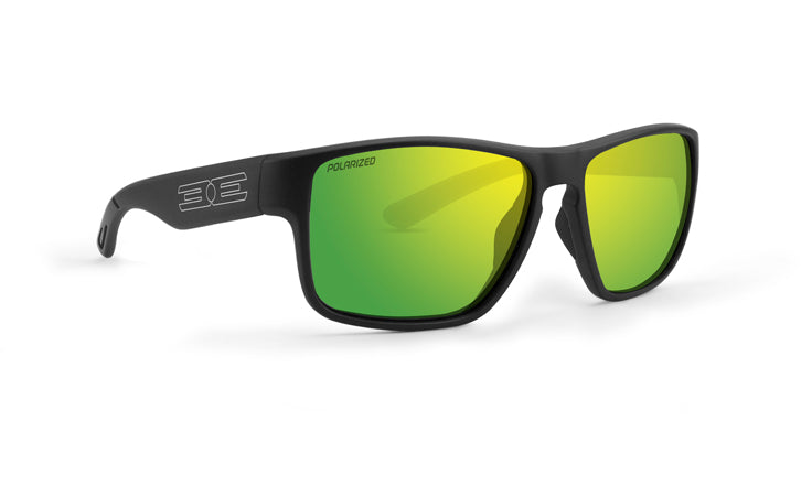 EE5943 Charlie Sunglass with Polarized Green Mirror Lens - Black