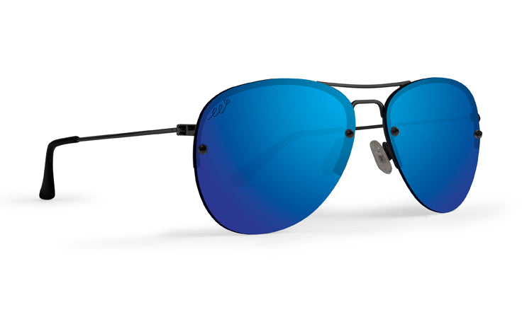 Emerson Sunglass with Polarized Blue Mirror Lens - Rose Gold