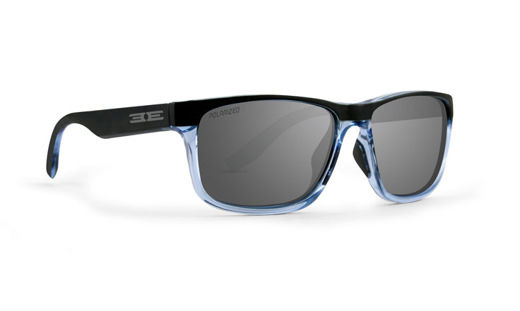 EE6810 Delta Sunglass with Polarized Smoke Lens - Matte Black to Crystal Blue