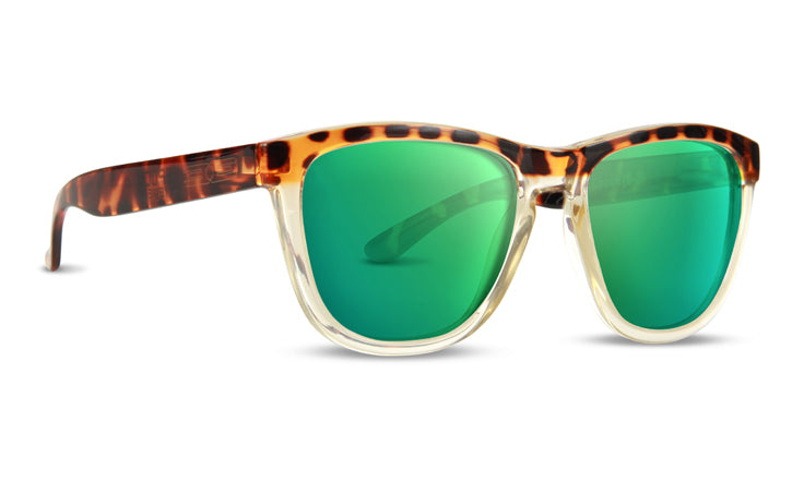 LXE Sunglass with Polarized Green Mirror Lens - Tortoise & Gold