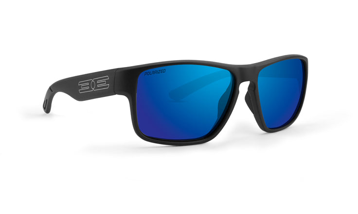 EE9523 Charlie Sunglass with Polarized Blue Mirror Lens - Black
