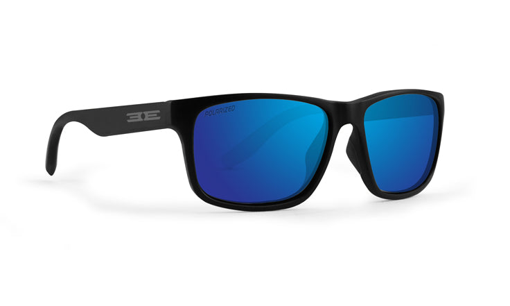 Delta Sunglass with Polarized Blue Lens - Black