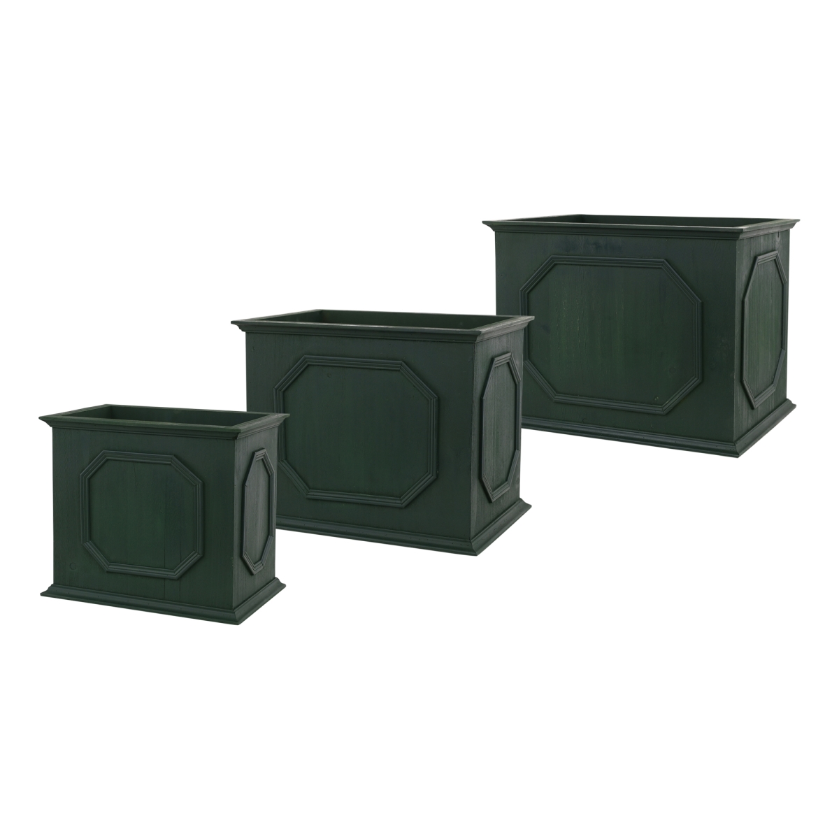 Wooden Planter Set - Green - 3 Sizes - Durable Wood Construction