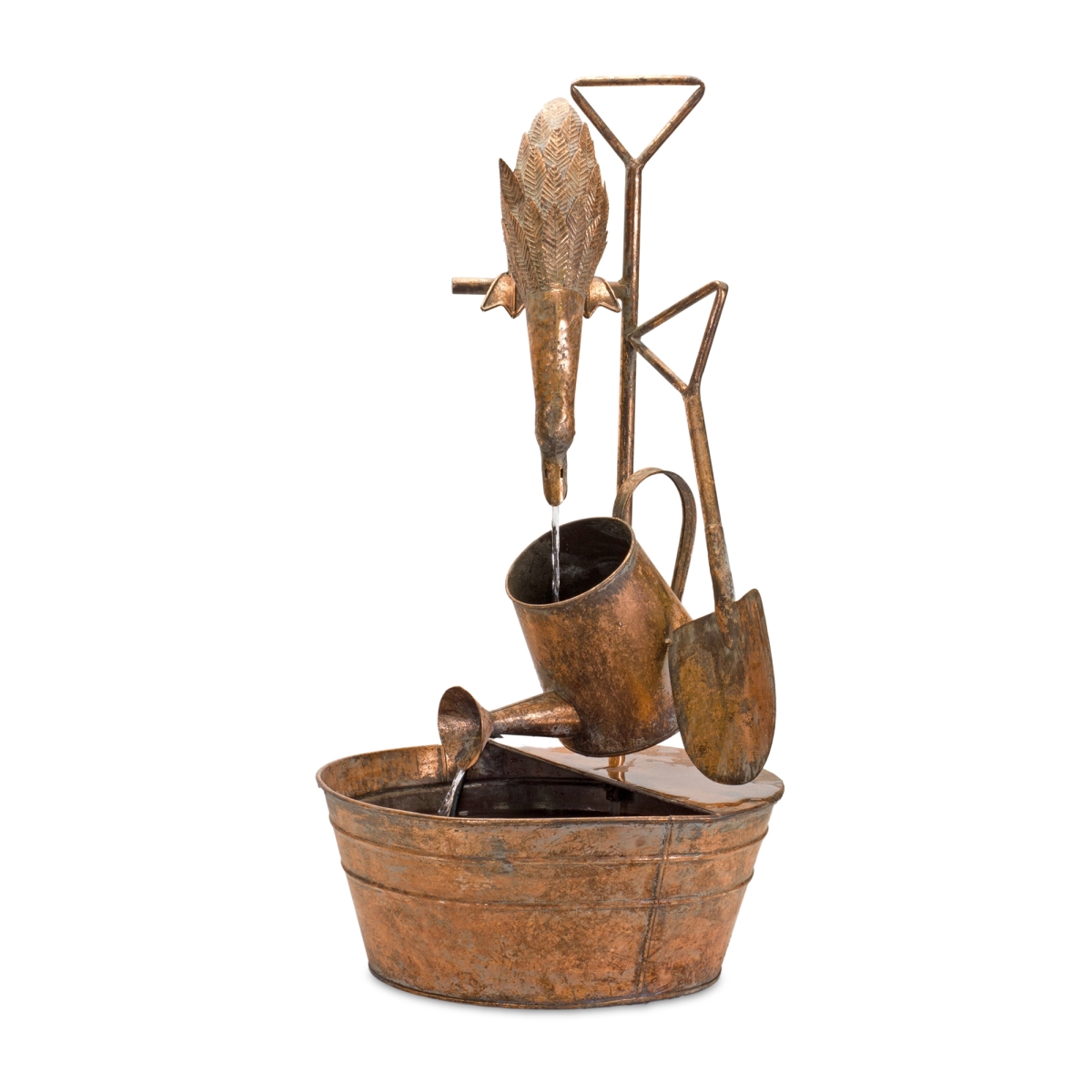 85476DS 17 x 33 in. Iron Fountain with Duck, Copper -  Melrose International