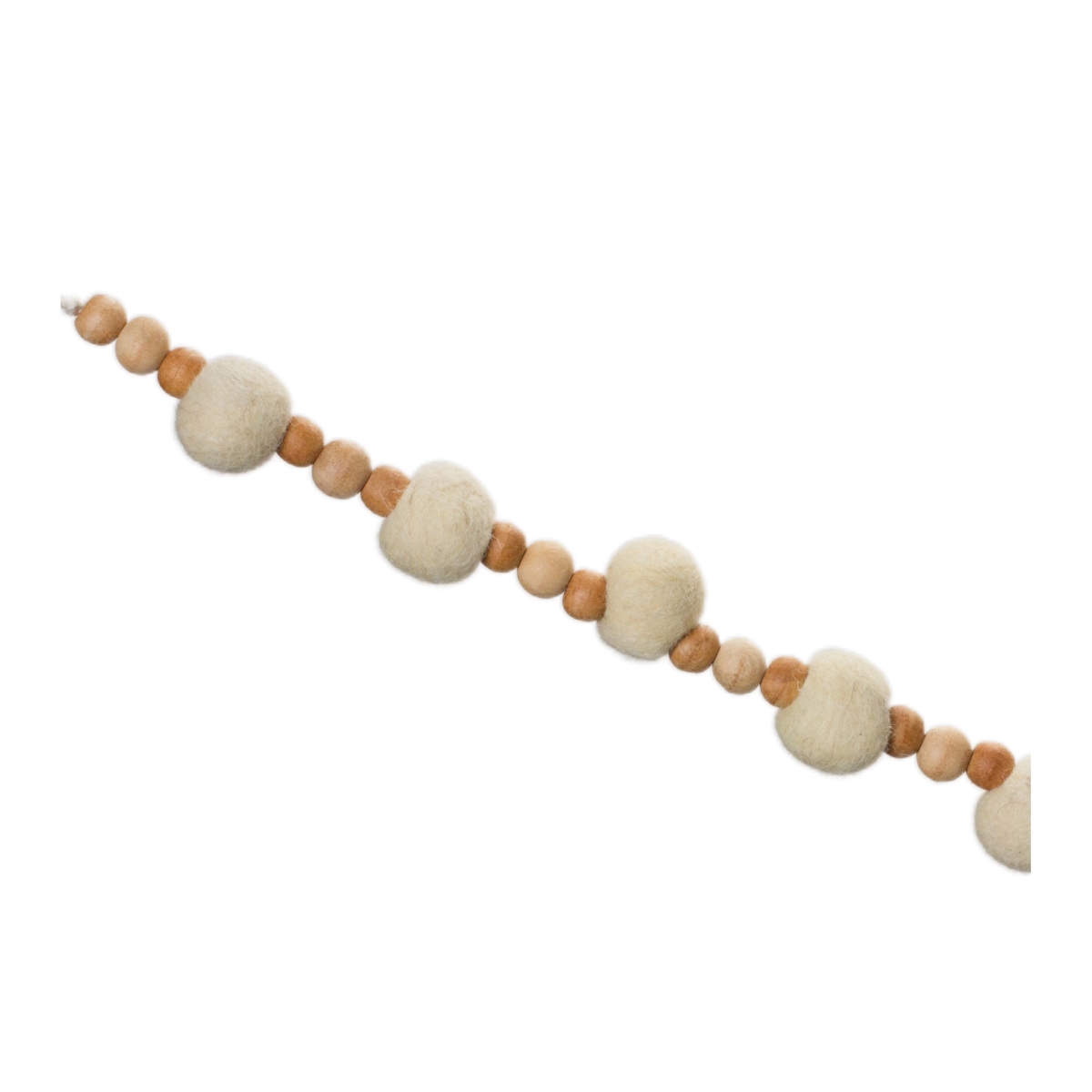 Wood Beaded String Garland - White & Beige - Set of 2 - Durable Design