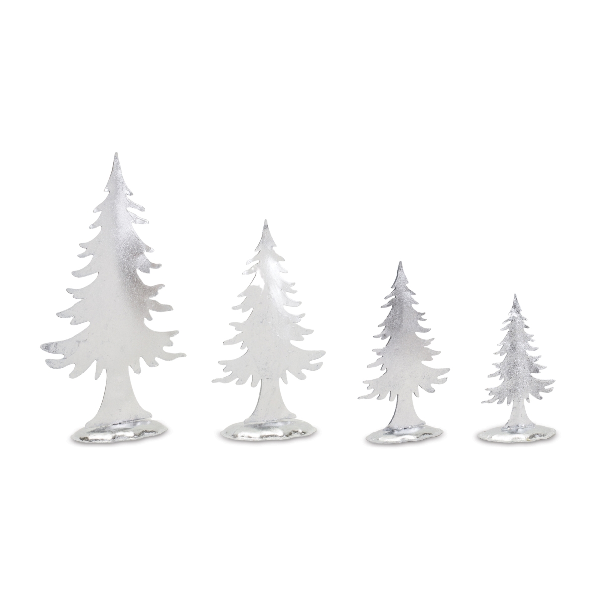 Metal Pine Tree Decor - Silver - Set of 8 - Rustic Holiday Charm