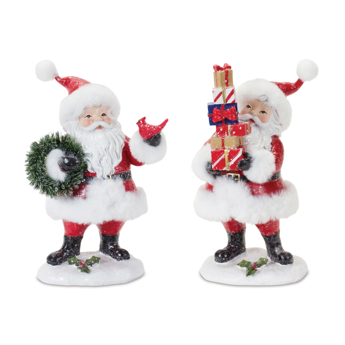 Fluffy Santa Figurine - Set of 2