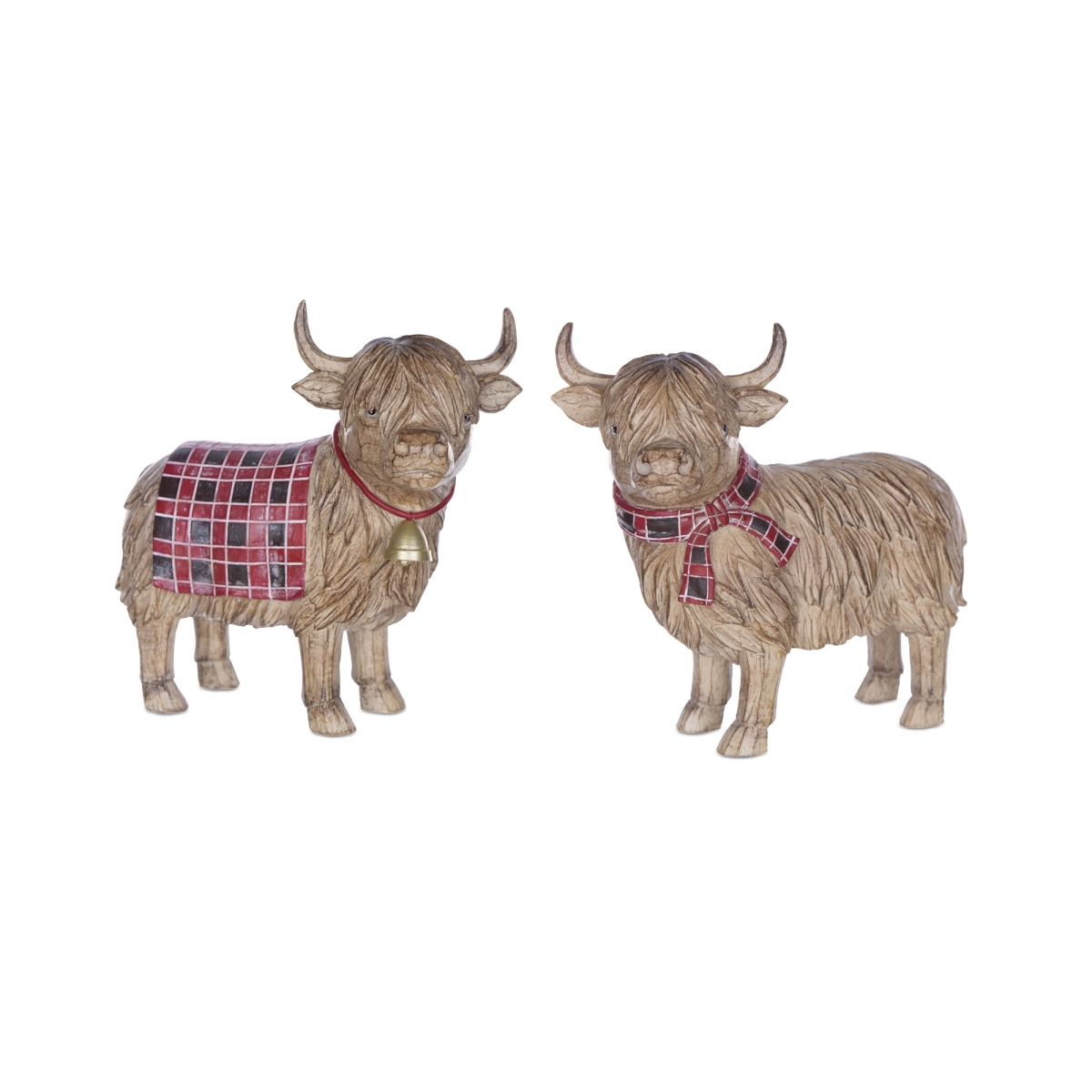 Highland Cow Winter Figurines - Rustic Decor - Set of 2 - Charming Design