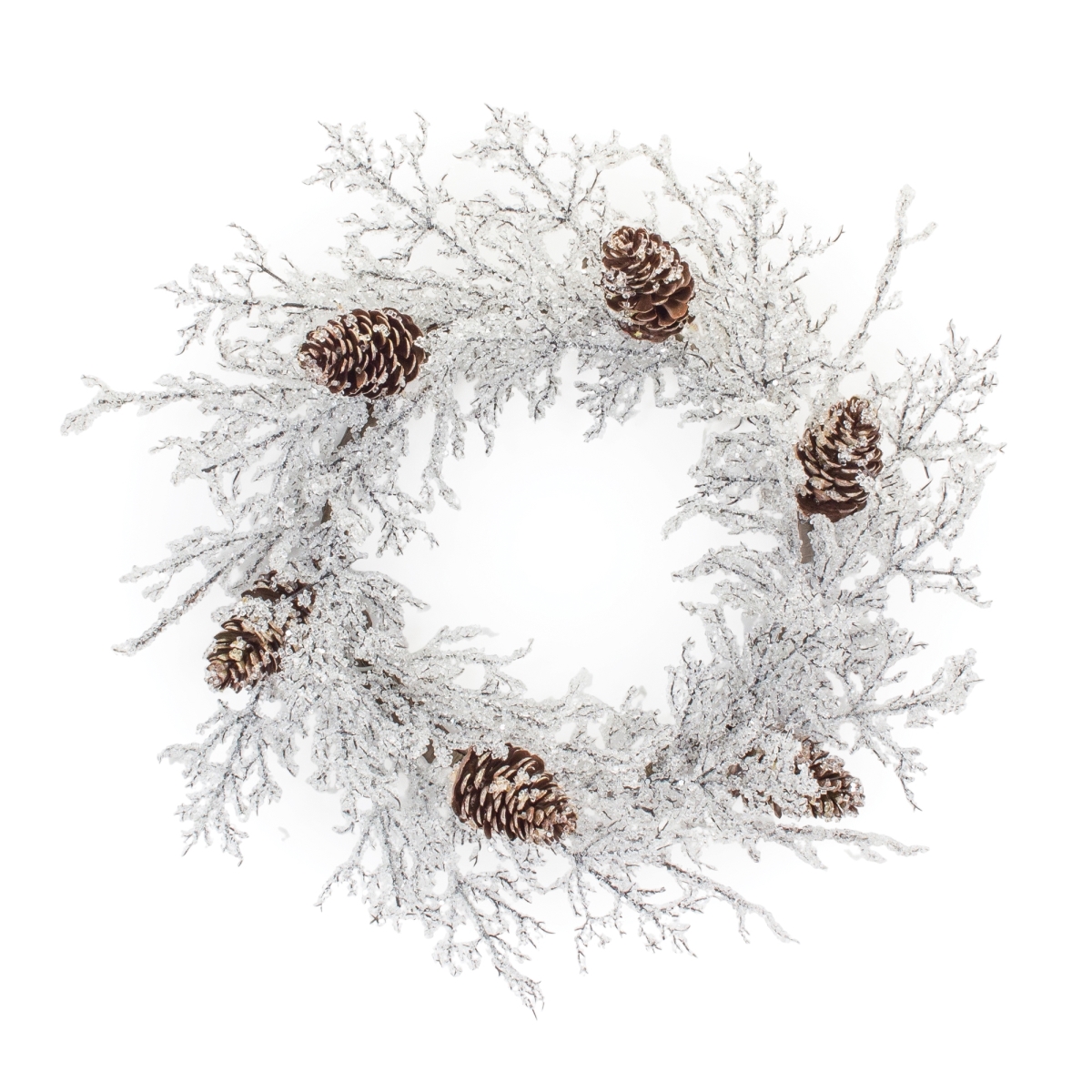 Iced Twig Pinecone Wreath - White/Brown - 24 in. - Seasonal Decor