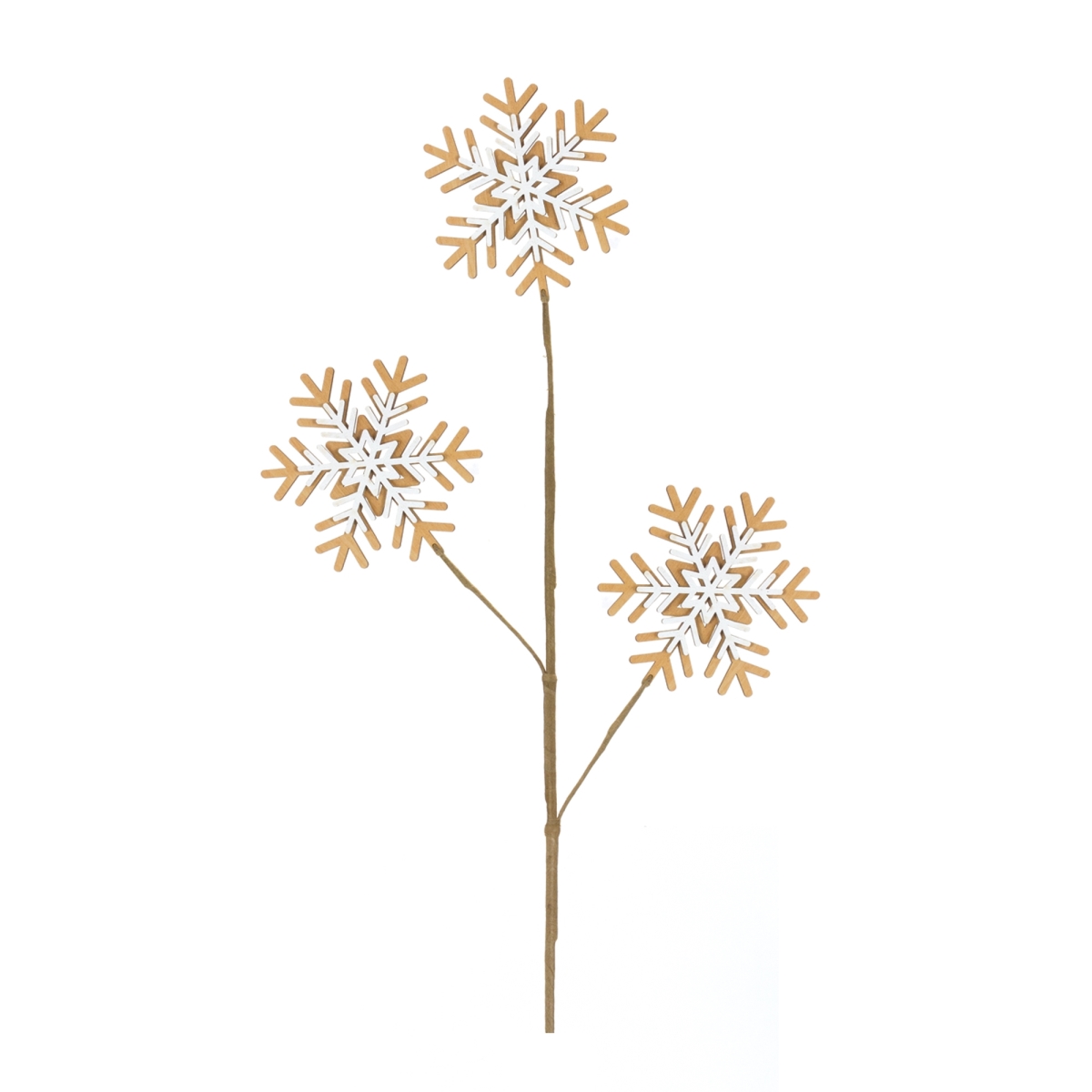 Wood Snowflake Spray - Brown/White - Set of 6 - Holiday Decor