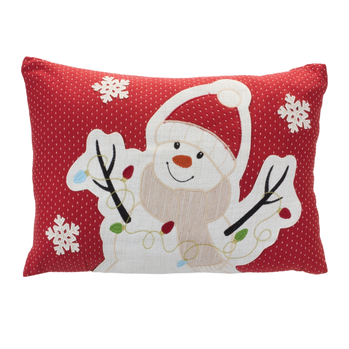 87597DS Embroidered Snowman Throw Pillow - 17 in.