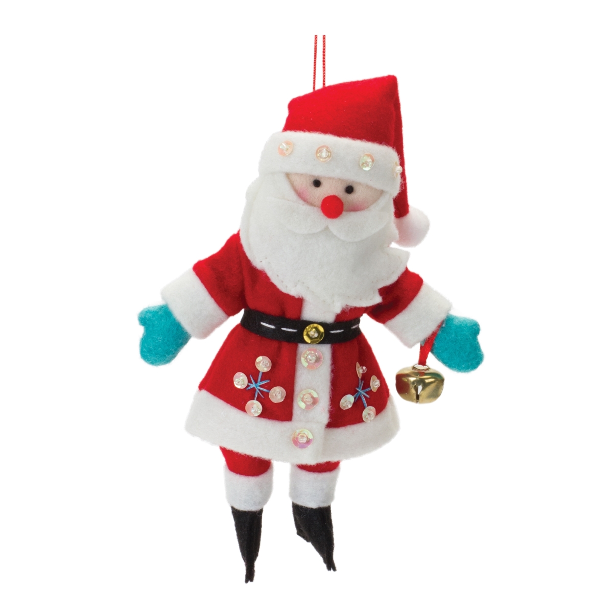 Plush Santa Ornaments - Red & White - Set of 12 - Durable Polyester