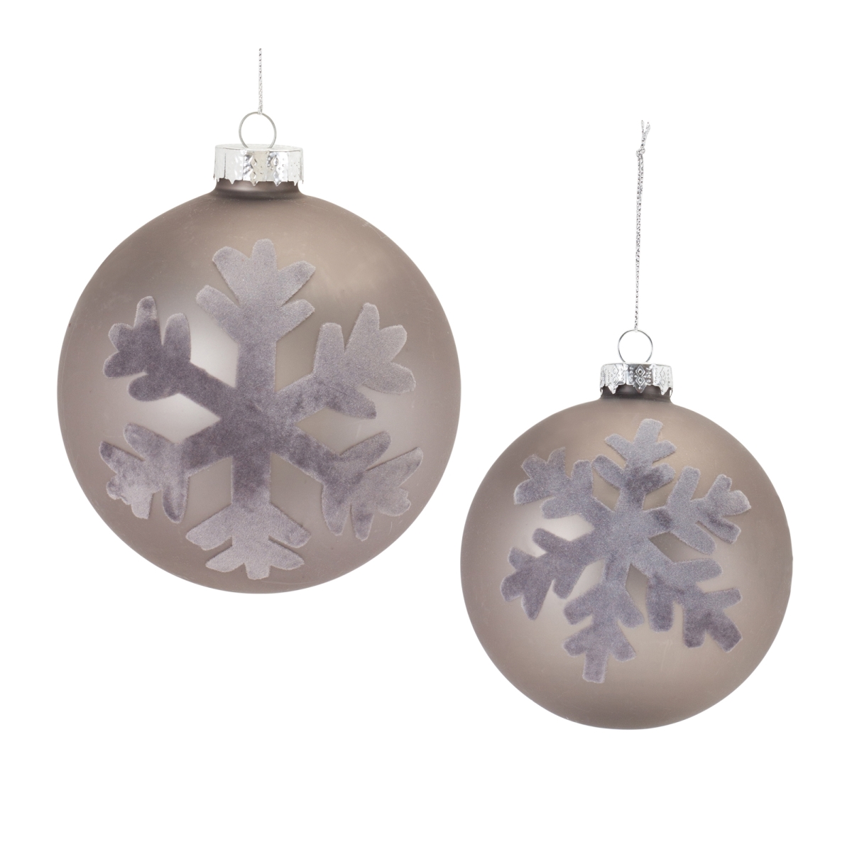 Snowflake Ball Ornaments - Gray - Set of 6 - Glass