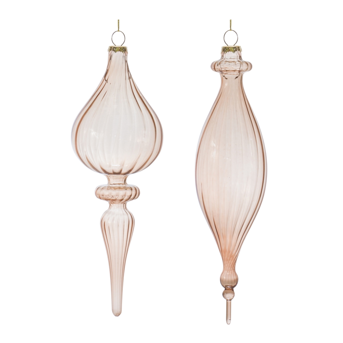 Ribbed Glass Finial Ornament - Set of 6