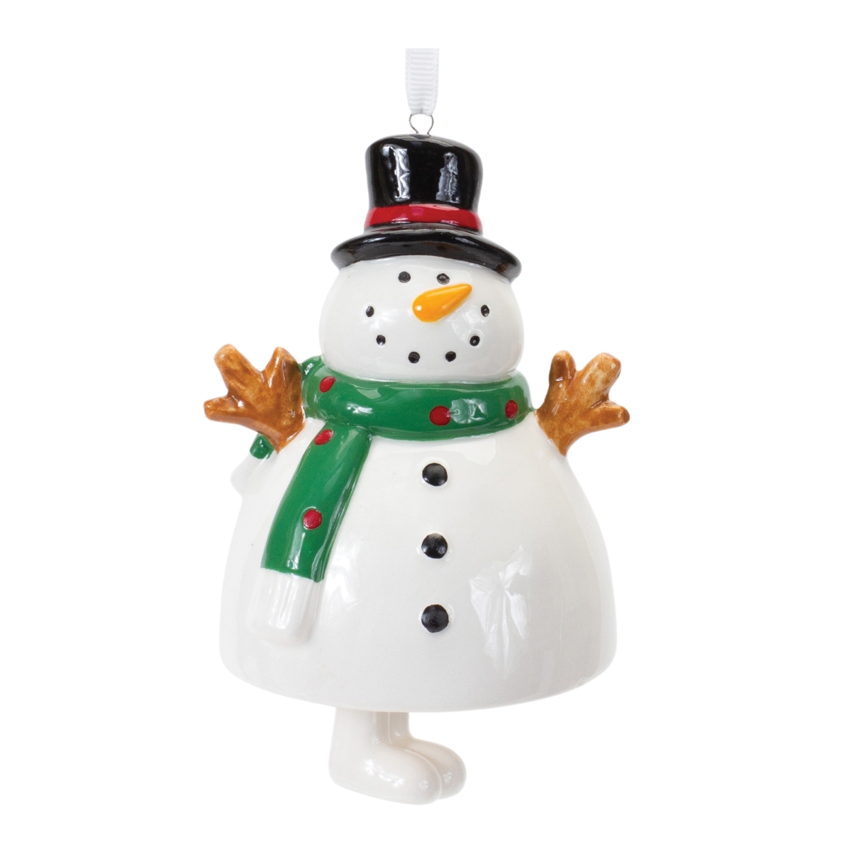 Ceramic Snowman Bell Ornament - Set of 12