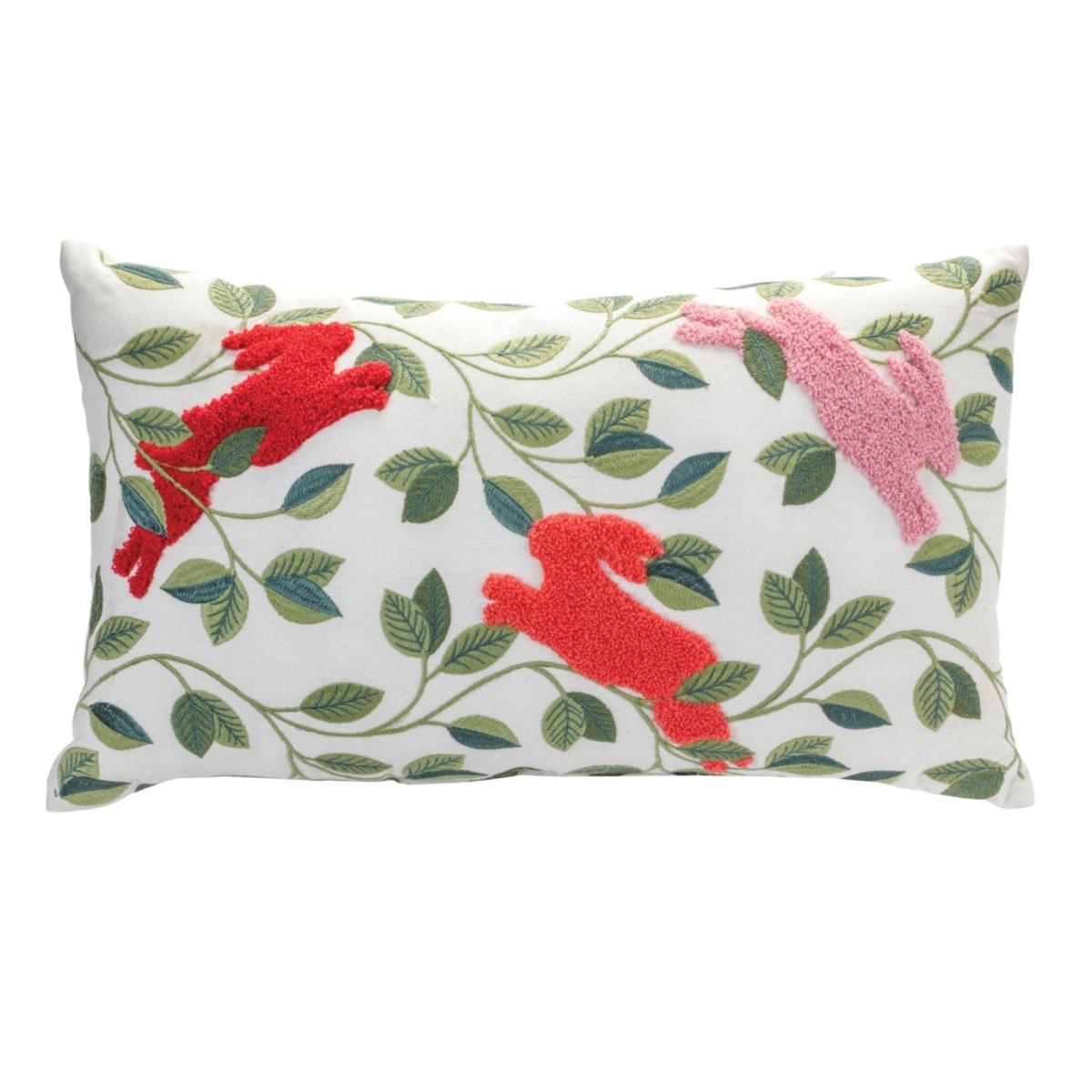 88276DS Embroidered Rabbits Throw Pillow - 12 in.