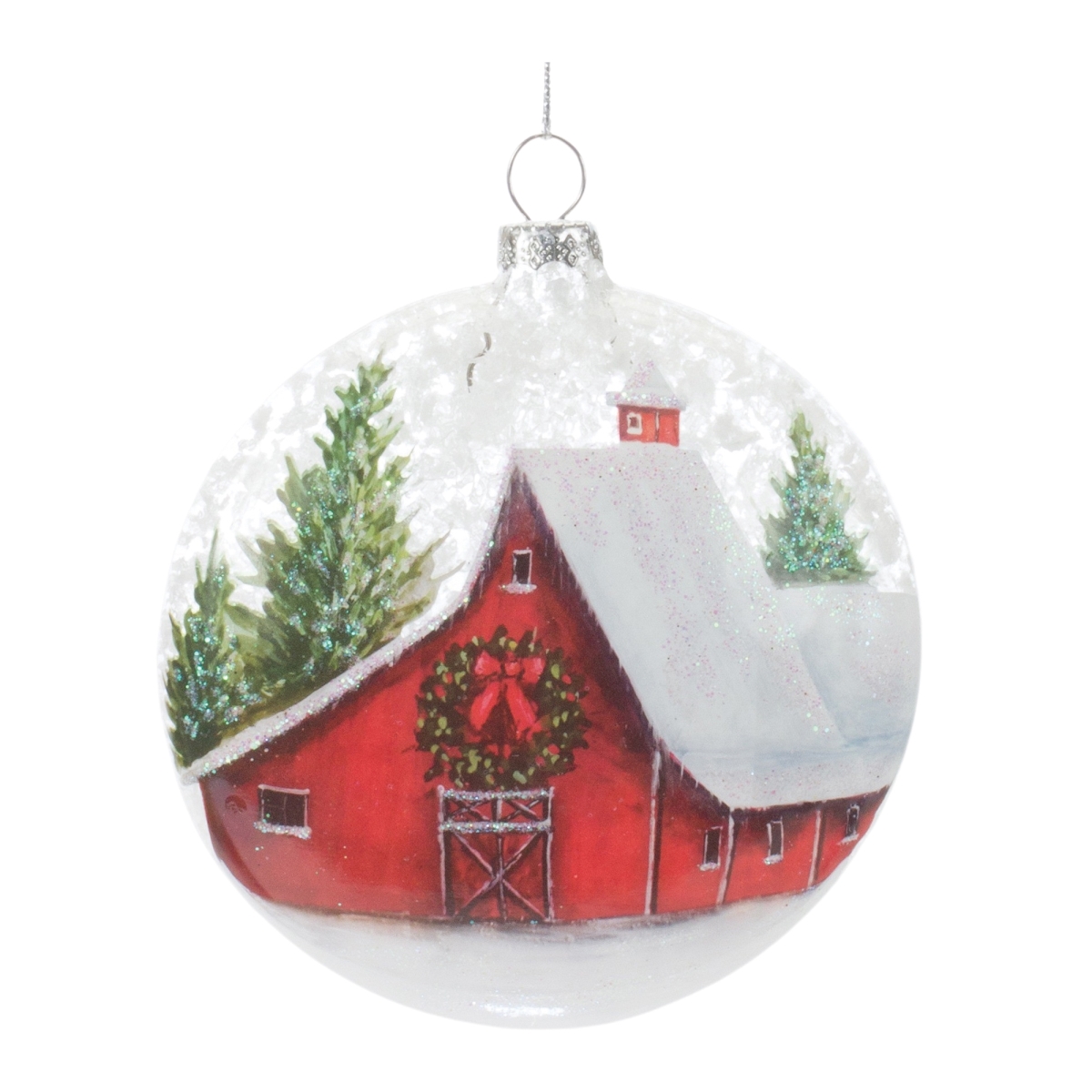 Frosted Barn Ball Ornament - Set of 12