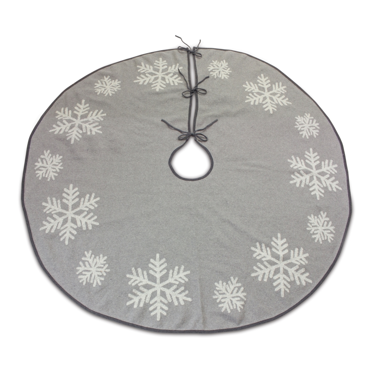 87006DS Woven Snowflake Tree Skirt, Grey - 48 in.