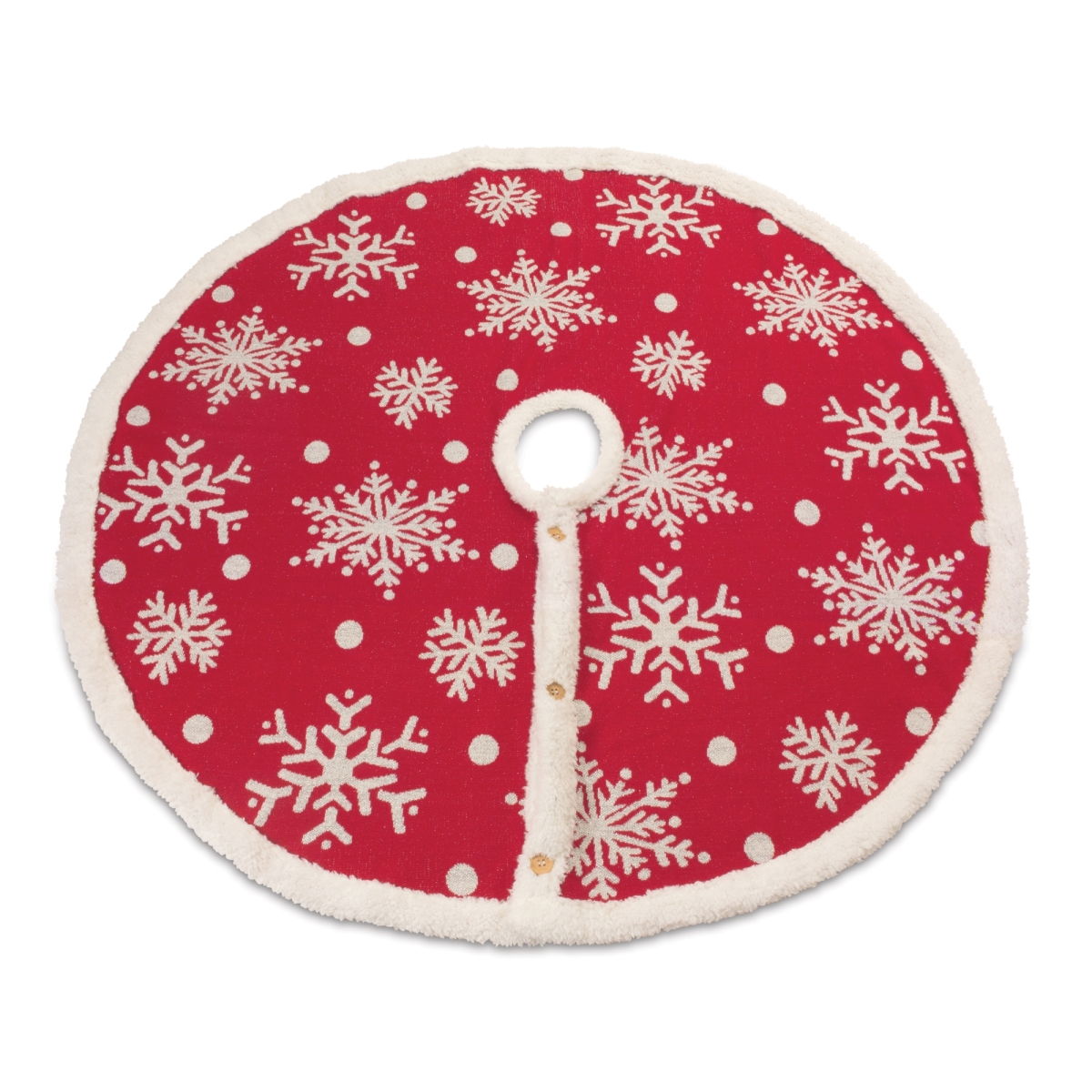 87007DS Woven Snowflake Tree Skirt, Red - 48 in.