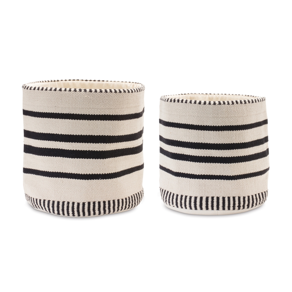 Striped Woven Cotton Basket - Set of 2