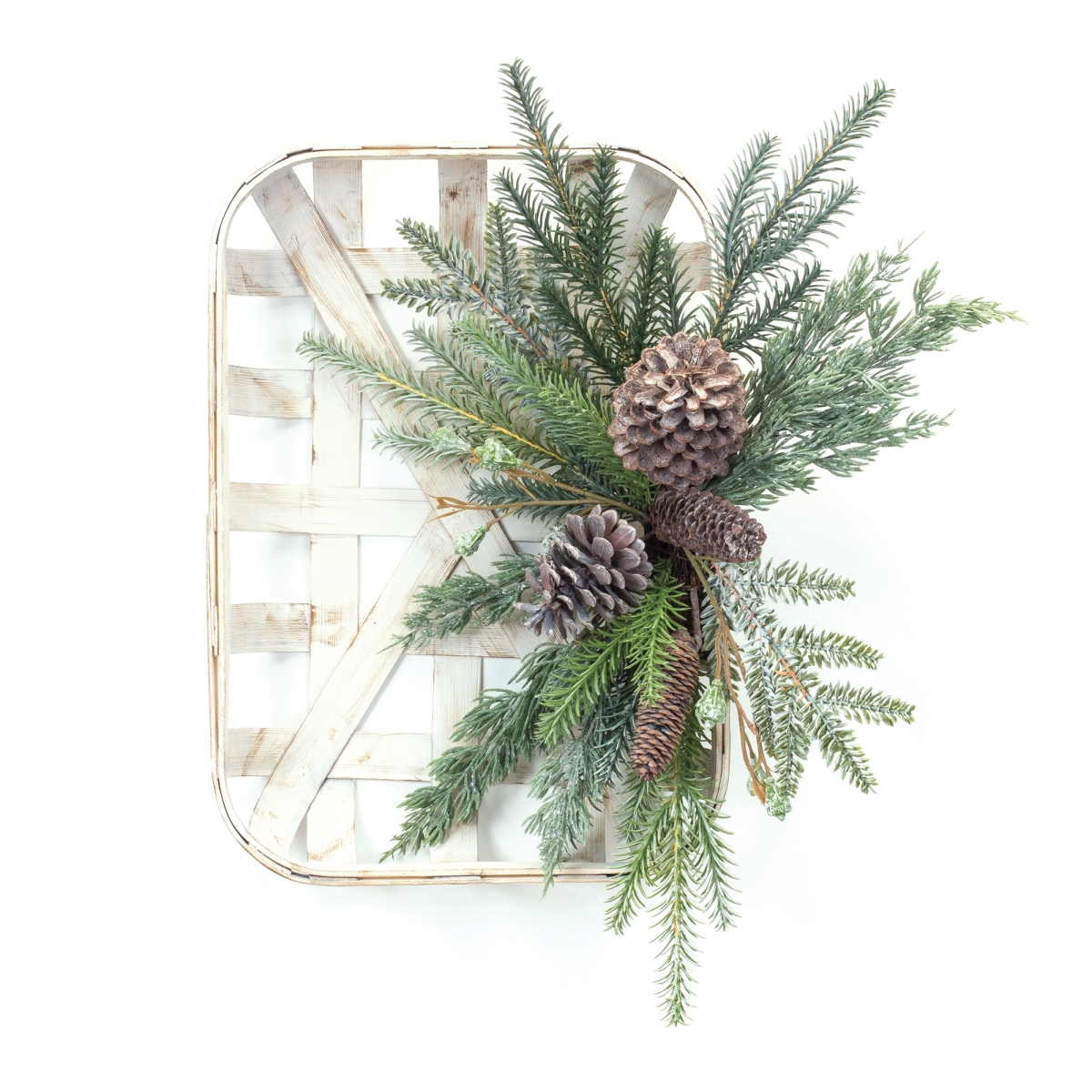 Pine Cone Wood Wall Hanging Wreath - Natural Green & Brown - 20.5 in. - Durable Holiday Decor