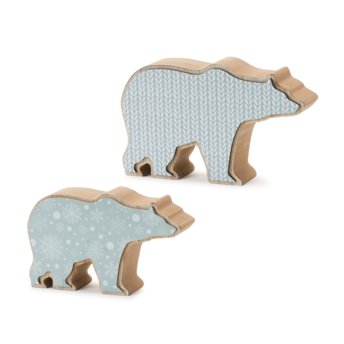Wood Polar Bear Decor - Set of 2