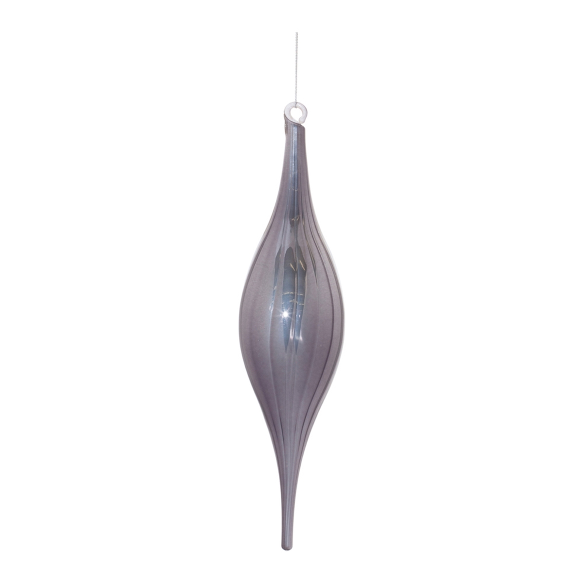 10.5 in. Glass Drop Ornament, Grey - Set of 6