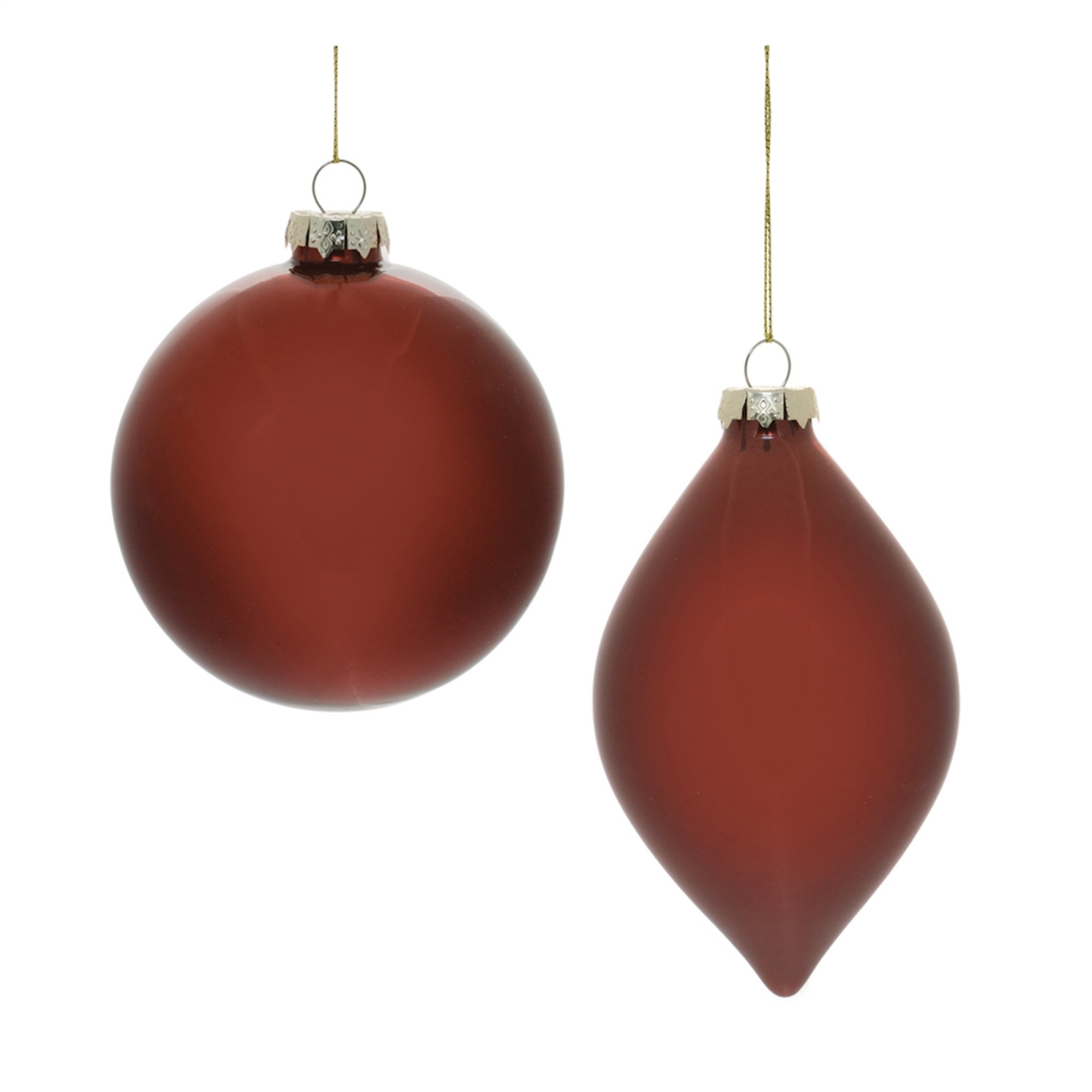 4 & 6 in. Glass Ornament, Red - Set of 6