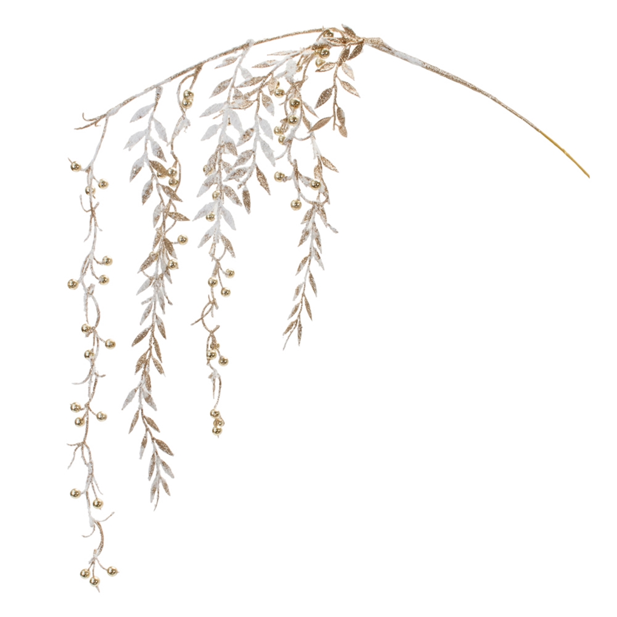 22 in. Plastic Hanging Berry Branch, White & Gold - Set of 2