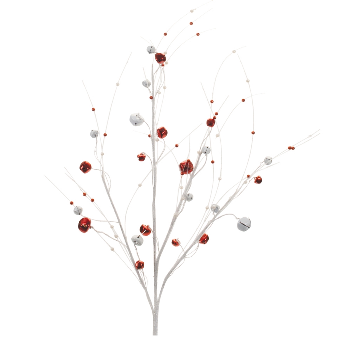 38 in. Iron & Plastic Sleigh Bell Spray, Red & White - Set of 2
