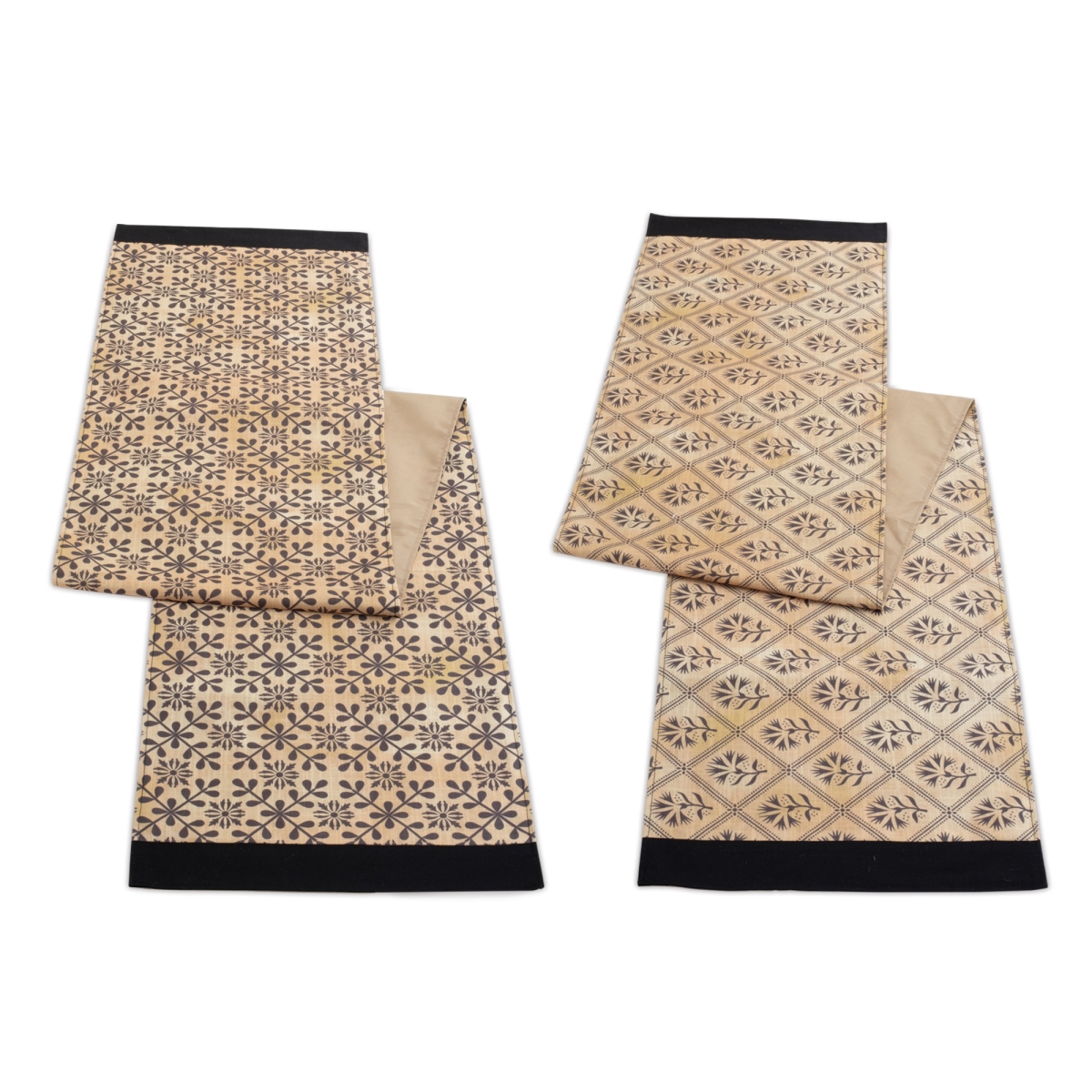 Picture of Melrose 92577DS 14 x 72 in. Polyester Table Runner, Gold & Black - Set of 2