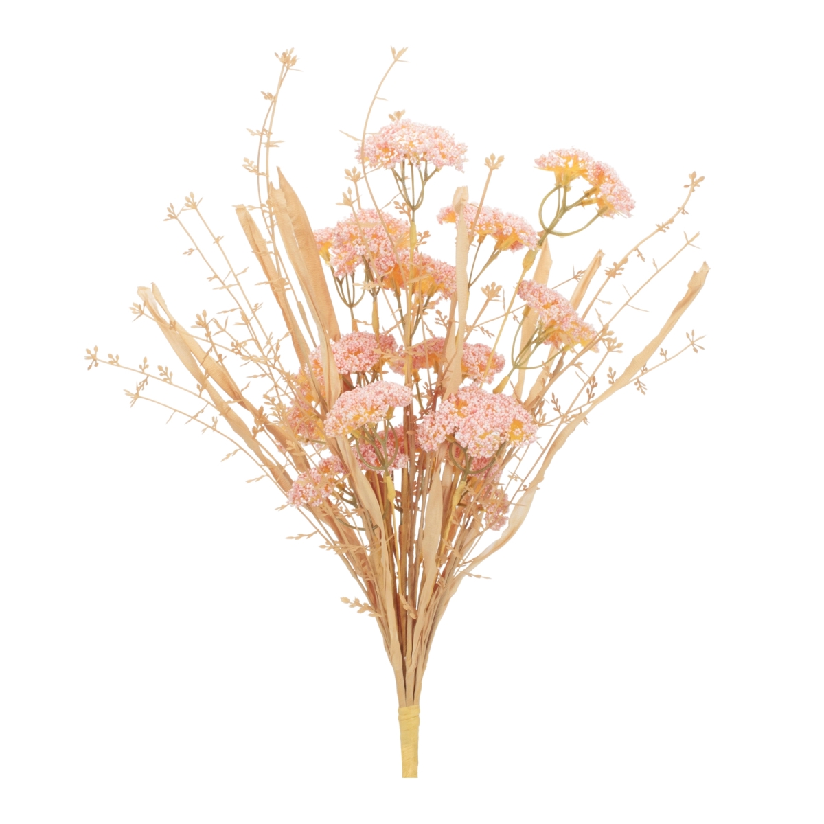 20 in. Plastic Floral Bush, Pink & Beige - Set of 2