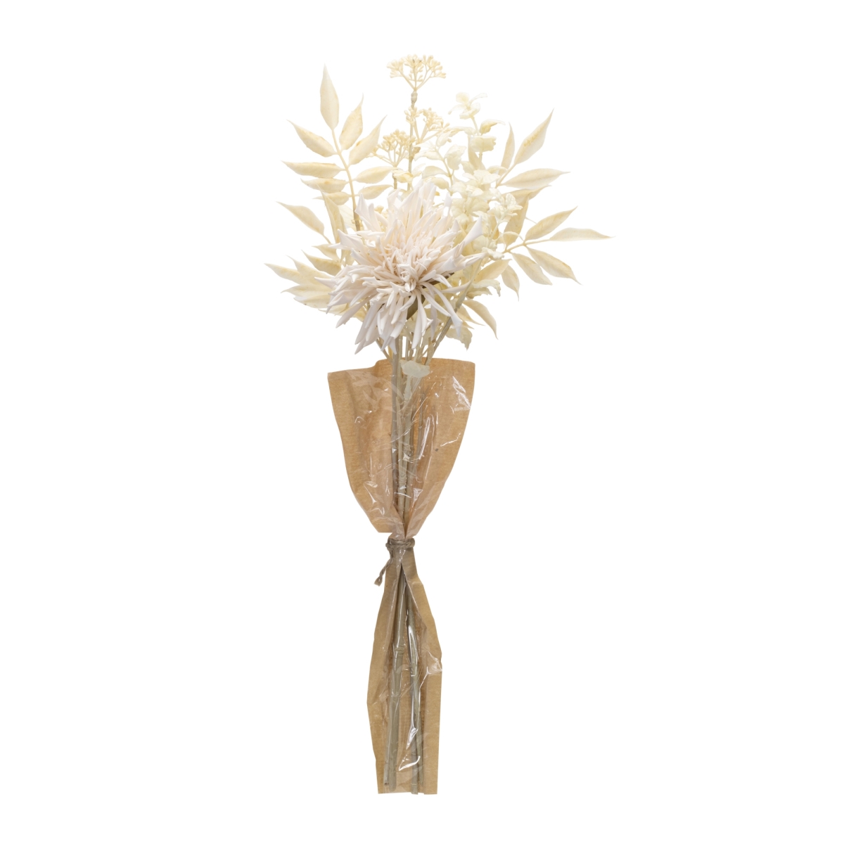 45832DS 27 in. Plastic Bleached Chrysanthemum Bouquet, Beige - Set of 2
