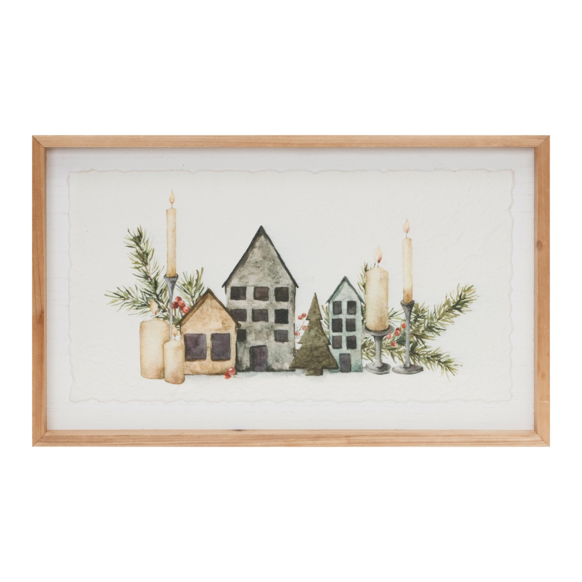 51796DS 19 x 12 in. MDF & Wood Mantlescape Print, White & Brown