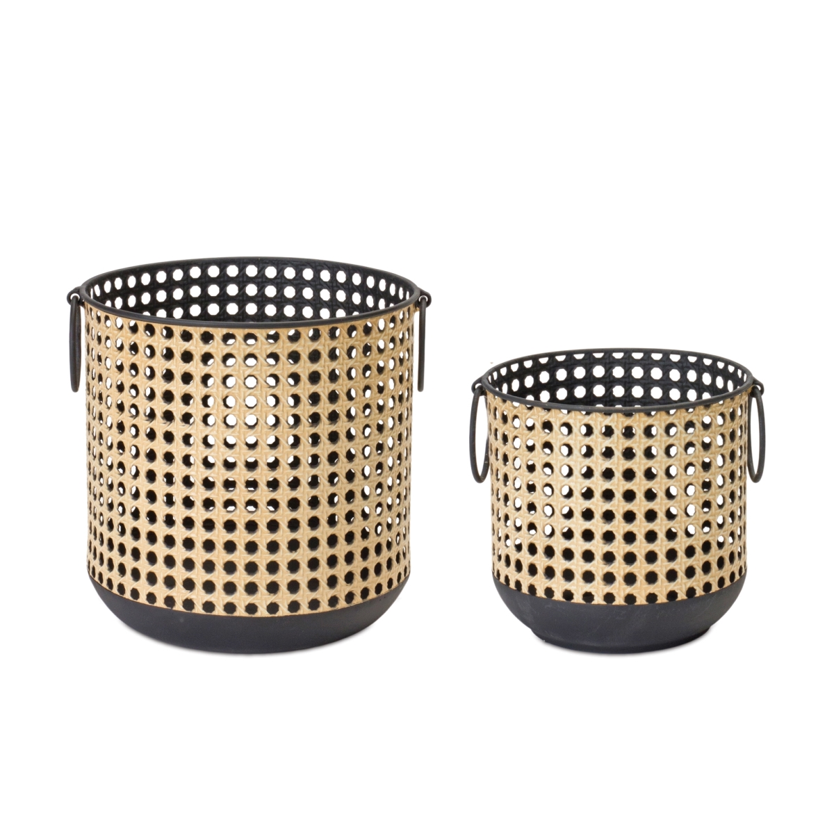 6.25 x 6.25 & 8 x 8 in. Iron Container, Black & Brown - Set of 2