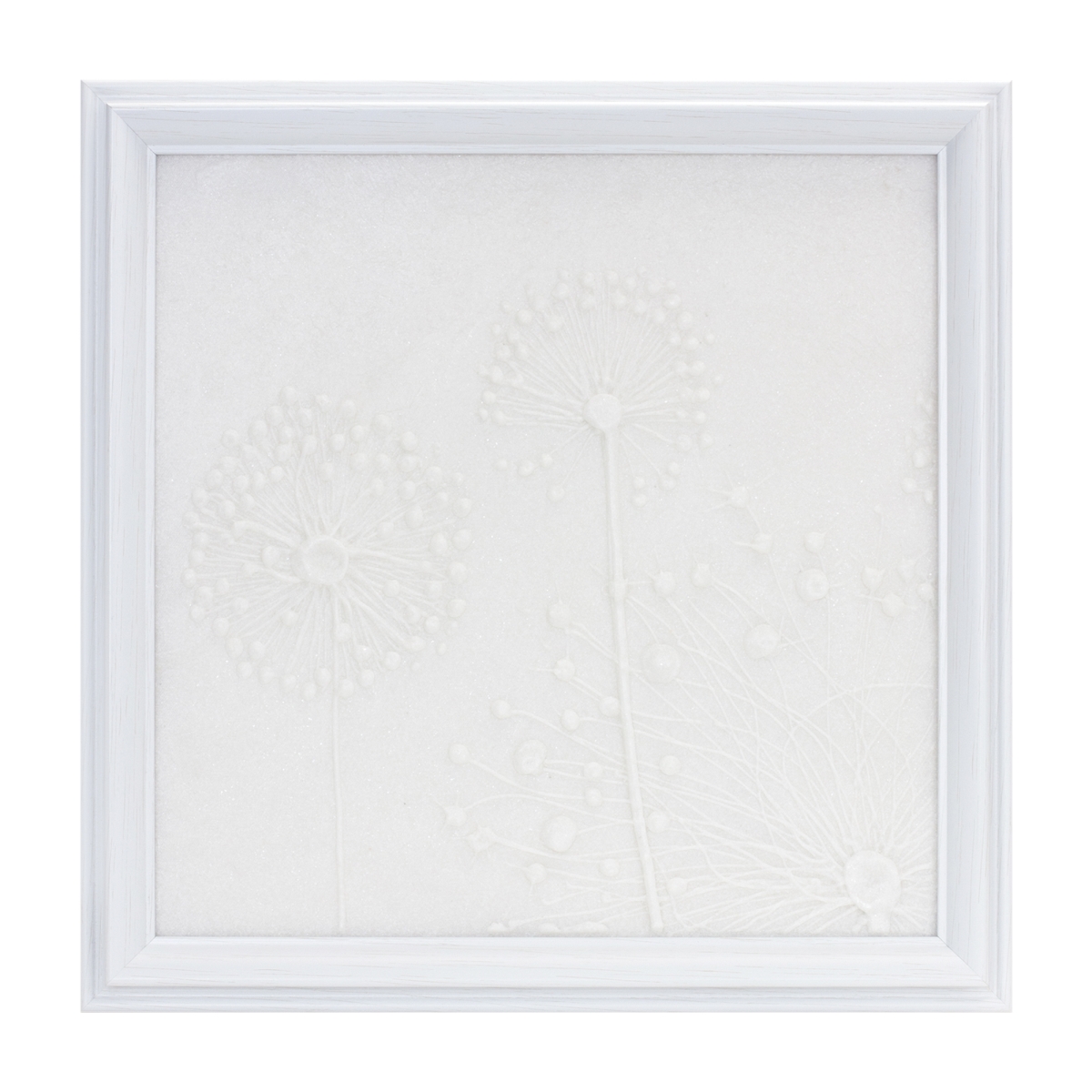 18.25 in. Square Resin Dandelion Plaque, White