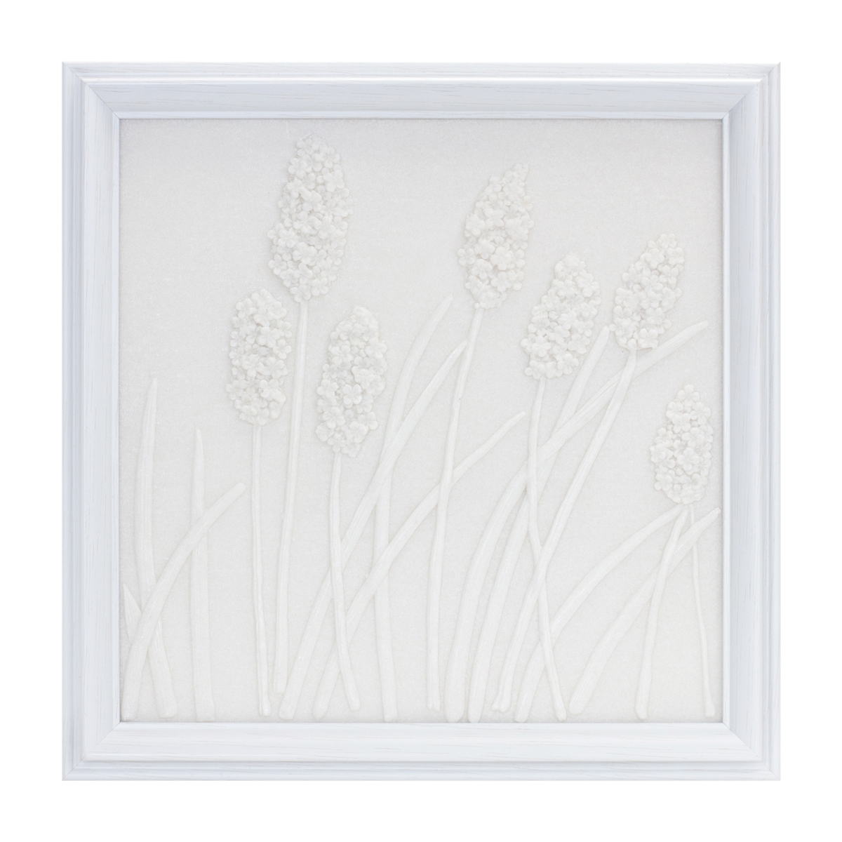 18.25 in. Square Resin Floral Plaque, White