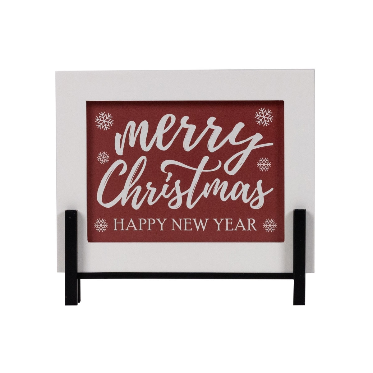86280DS 8.5 x 7.75 in. MDF & Wood Merry Christmas & Happy Year Sign, White & Red