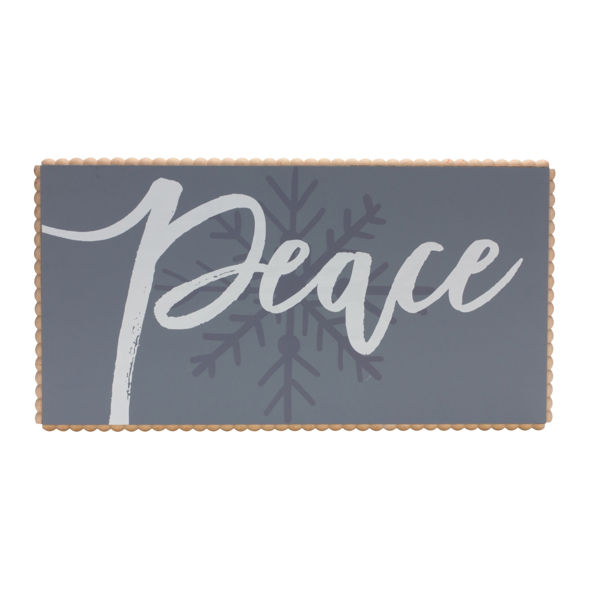 86332DS 24 x 12.5 in. MDF Peace & Snowflake Sign, Blue & White