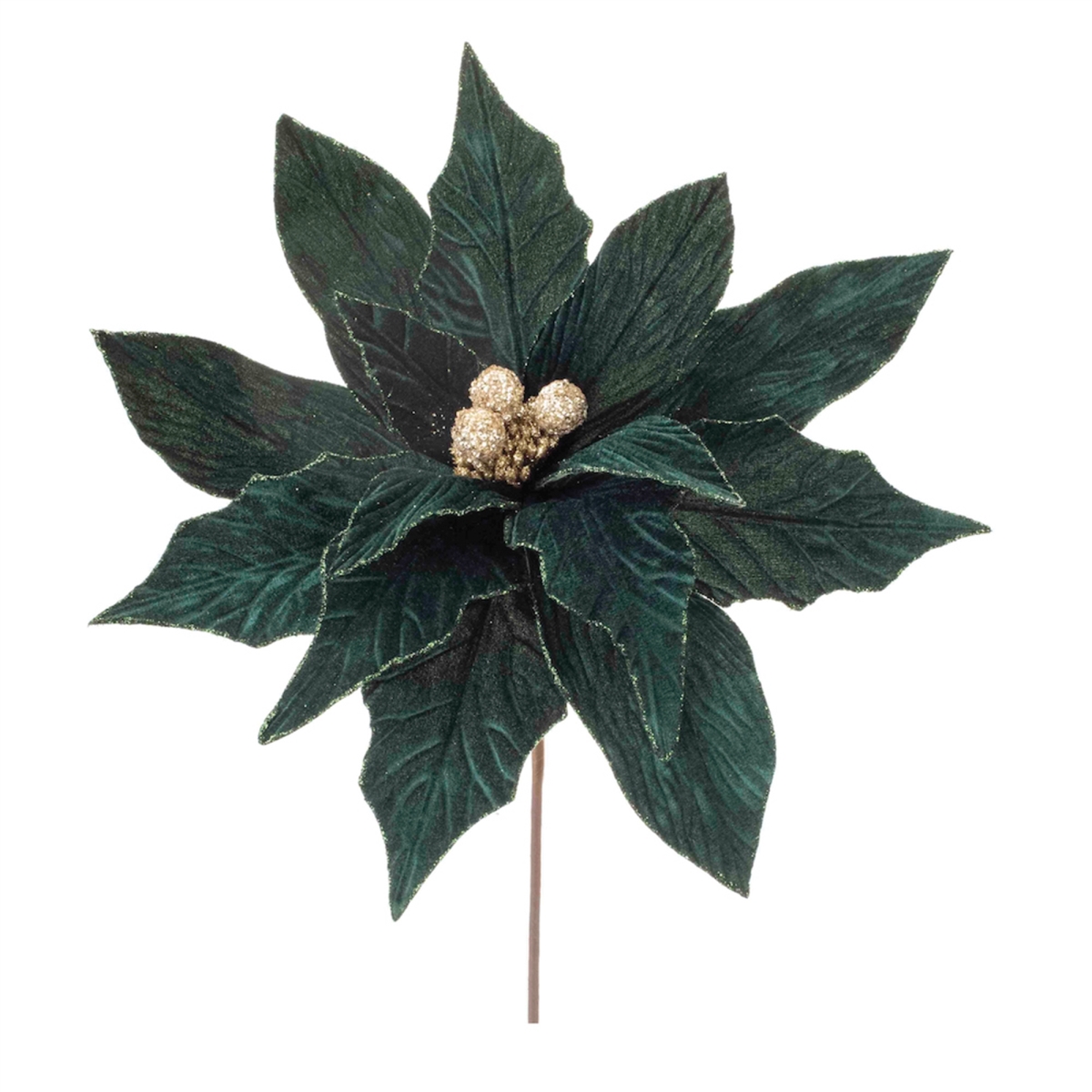 28 in. Polyester Poinsettia Stem, Green - Set of 2