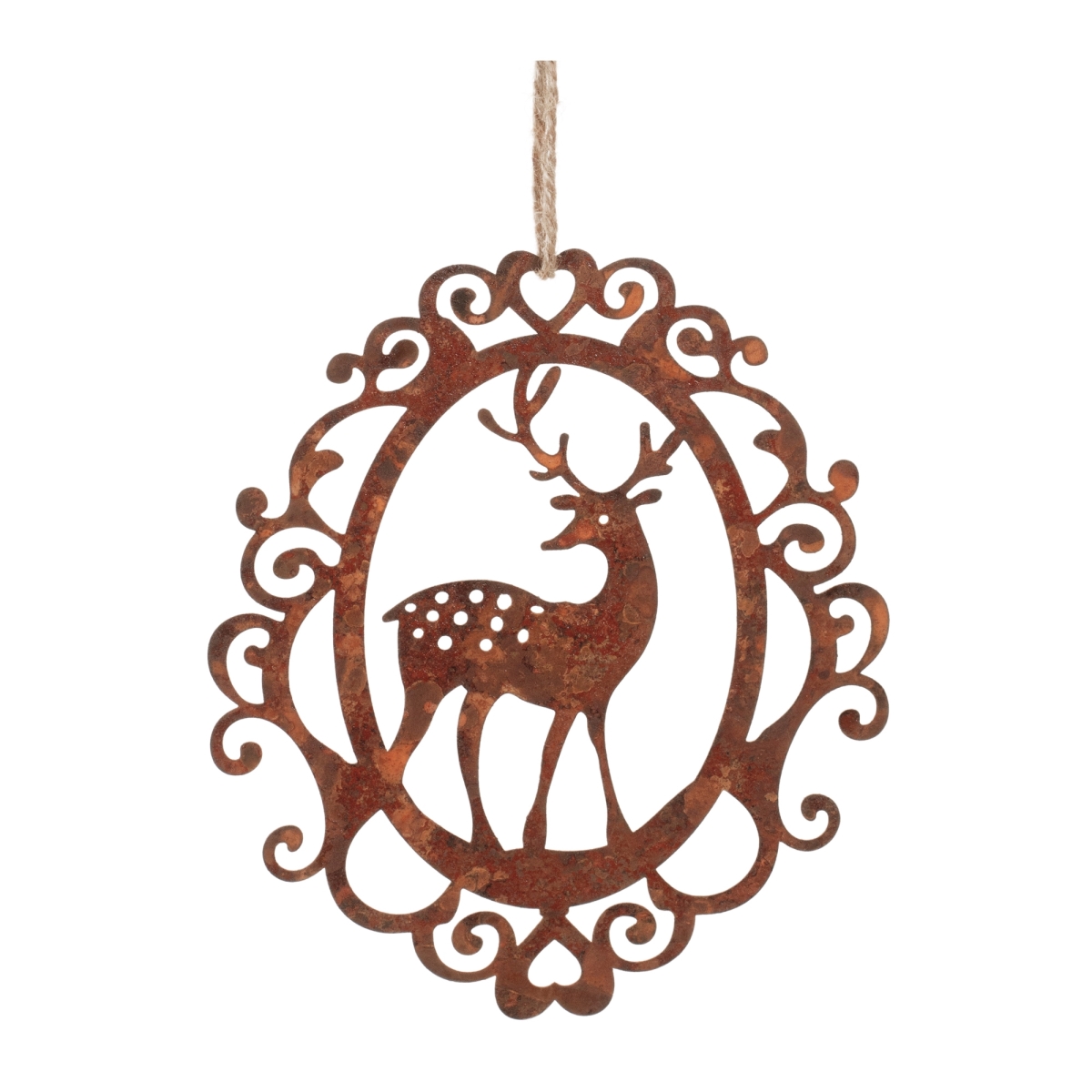 6.75 in. Iron Deer Cut-Out Pendant Ornament, Bronze - Set of 12 -  Drop Ship Baskets, GI4385008