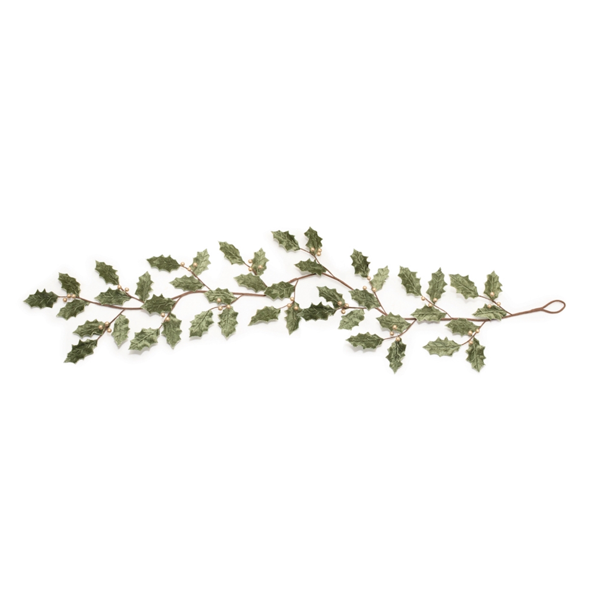 5.5 ft. Polyester Holly Leaf Garland, Green & Gold - Set of 2